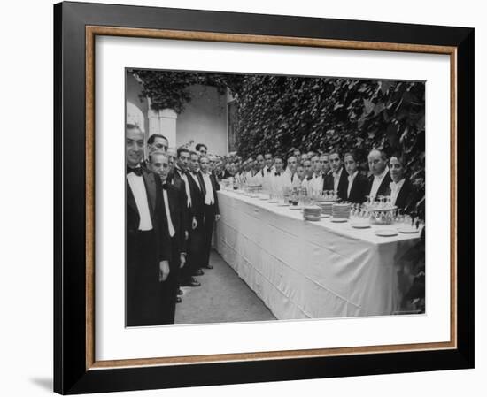 Waiters and Bartenders Waiting to Serve at the Alba Wedding-Frank Scherschel-Framed Photographic Print