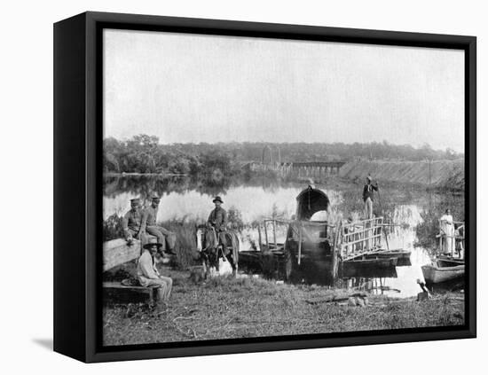 Waiting at the Ferry, Paraguay, 1911-null-Framed Premier Image Canvas