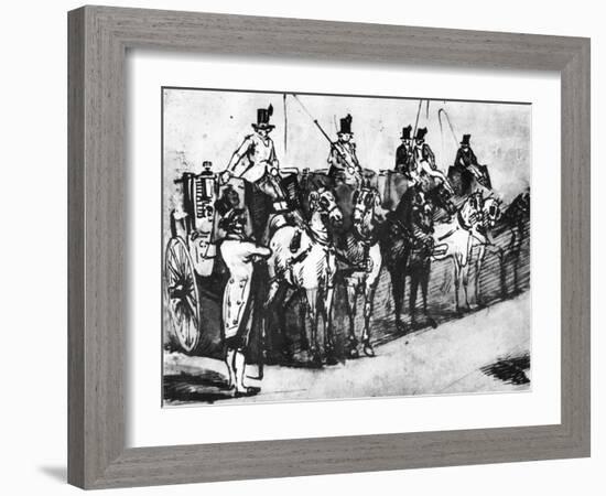 Waiting Carriages, 19th Century-Constantin Guys-Framed Giclee Print