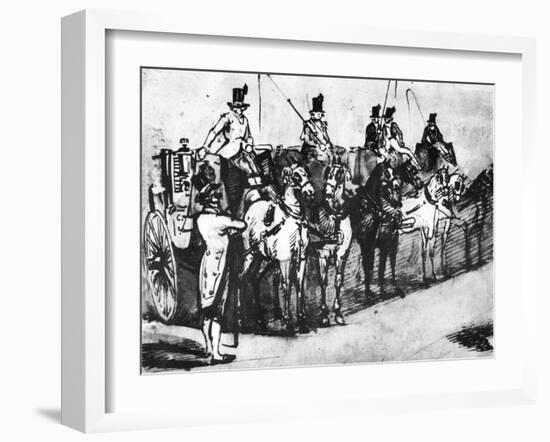Waiting Carriages, 19th Century-Constantin Guys-Framed Giclee Print