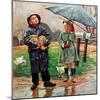 "Waiting for Bus in Rain,"April 1, 1948-Austin Briggs-Mounted Giclee Print