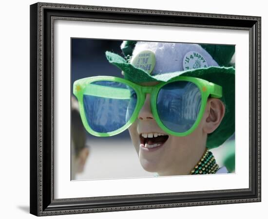 Waiting for Candy and Beads During the Annual St. Patrick's Day Parade in Indianapolis-null-Framed Photographic Print