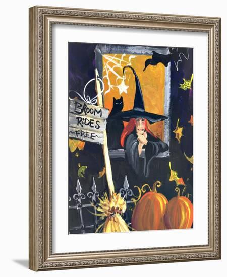 Waiting for Halloween Broom Rides Free-sylvia pimental-Framed Art Print