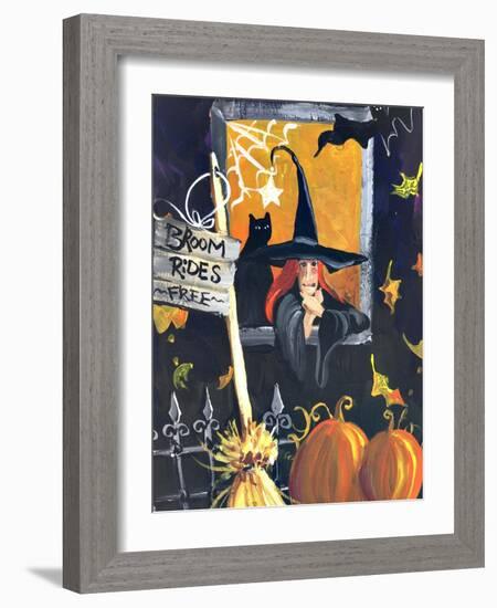 Waiting for Halloween Broom Rides Free-sylvia pimental-Framed Art Print