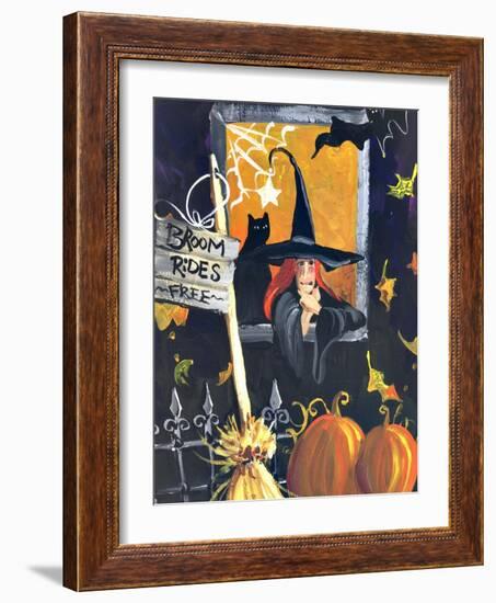 Waiting for Halloween Broom Rides Free-sylvia pimental-Framed Art Print