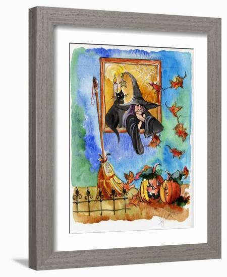 Waiting for Halloween Witch-sylvia pimental-Framed Art Print