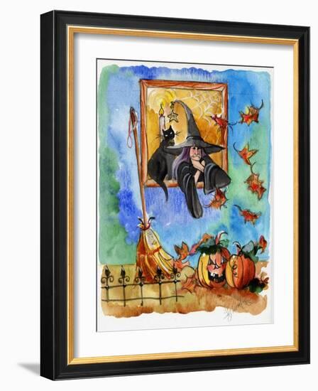 Waiting for Halloween Witch-sylvia pimental-Framed Art Print