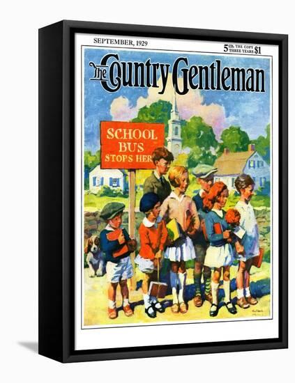 "Waiting for School Bus," Country Gentleman Cover, September 1, 1929-William Meade Prince-Framed Premier Image Canvas