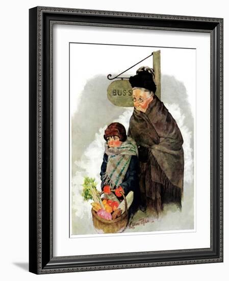 "Waiting for the Bus,"December 13, 1930-Ellen Pyle-Framed Giclee Print