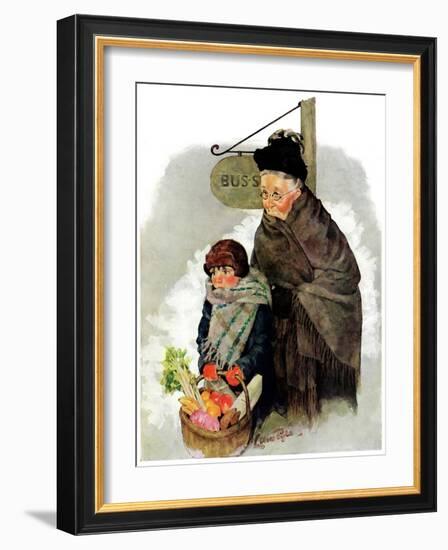 "Waiting for the Bus,"December 13, 1930-Ellen Pyle-Framed Giclee Print