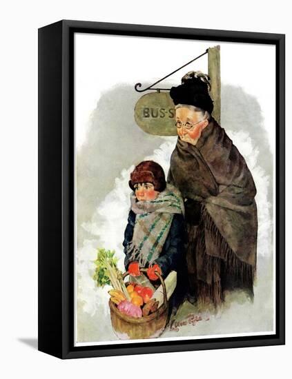 "Waiting for the Bus,"December 13, 1930-Ellen Pyle-Framed Premier Image Canvas