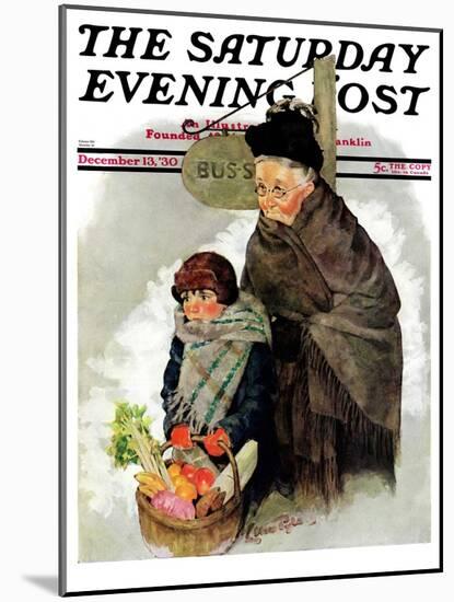 "Waiting for the Bus," Saturday Evening Post Cover, December 13, 1930-Ellen Pyle-Mounted Giclee Print