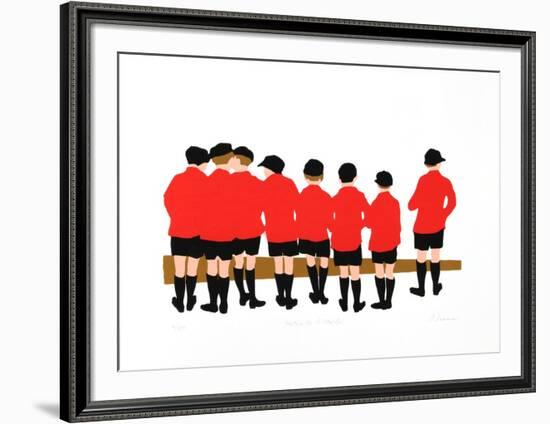 Waiting for the Eton bus-Phyllis Sussman-Framed Limited Edition