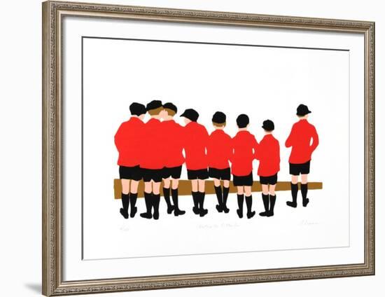 Waiting for the Eton bus-Phyllis Sussman-Framed Limited Edition