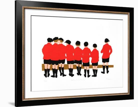 Waiting for the Eton bus-Phyllis Sussman-Framed Limited Edition