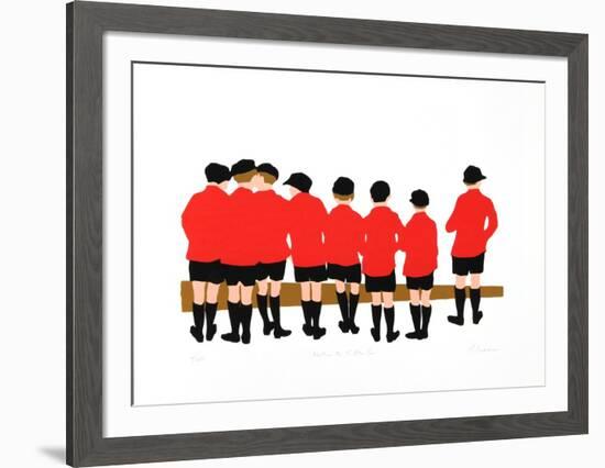 Waiting for the Eton bus-Phyllis Sussman-Framed Limited Edition