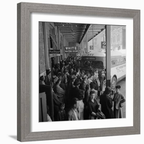 Waiting for the Greyhound bus at the Memphis terminal, 1943-Esther Bubley-Framed Photographic Print