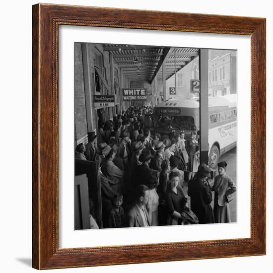 Waiting for the Greyhound bus at the Memphis terminal, 1943-Esther Bubley-Framed Photographic Print