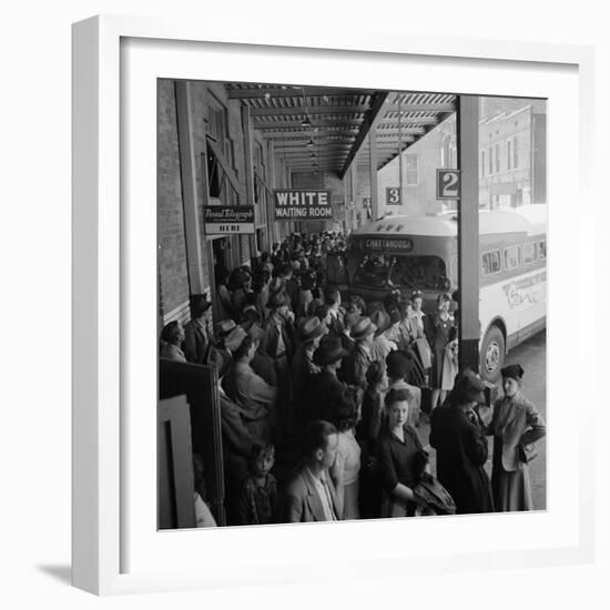 Waiting for the Greyhound bus at the Memphis terminal, 1943-Esther Bubley-Framed Photographic Print