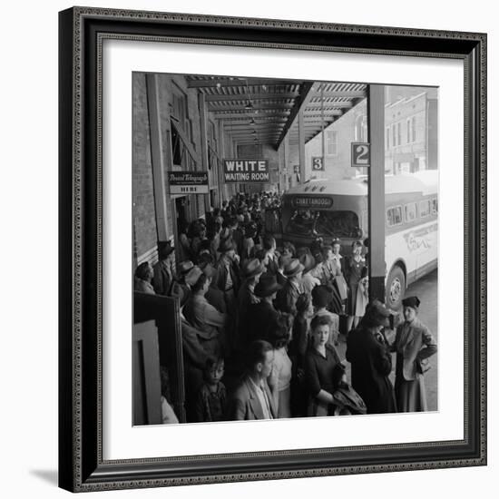 Waiting for the Greyhound bus at the Memphis terminal, 1943-Esther Bubley-Framed Photographic Print