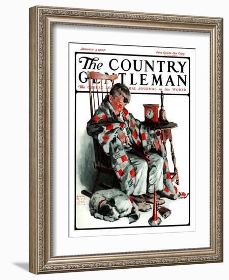 "Waiting for the New Year," Country Gentleman Cover, January 3, 1925-William Meade Prince-Framed Giclee Print