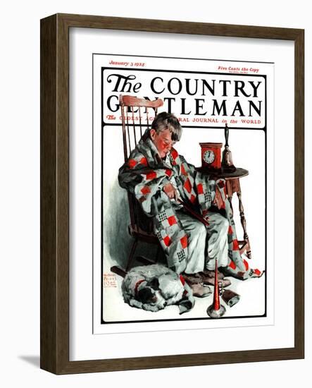 "Waiting for the New Year," Country Gentleman Cover, January 3, 1925-William Meade Prince-Framed Giclee Print