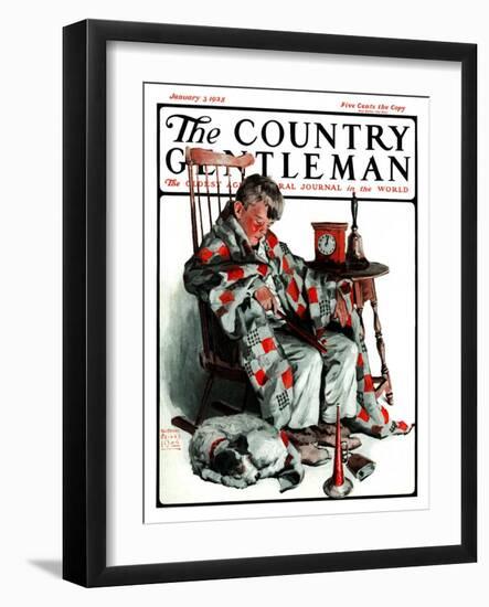 "Waiting for the New Year," Country Gentleman Cover, January 3, 1925-William Meade Prince-Framed Giclee Print