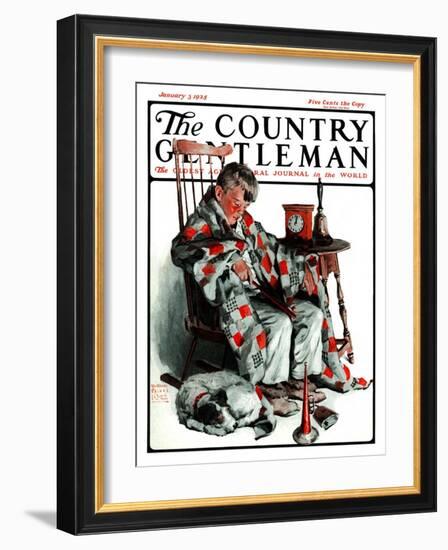 "Waiting for the New Year," Country Gentleman Cover, January 3, 1925-William Meade Prince-Framed Giclee Print