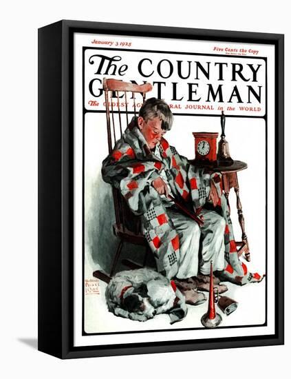 "Waiting for the New Year," Country Gentleman Cover, January 3, 1925-William Meade Prince-Framed Premier Image Canvas