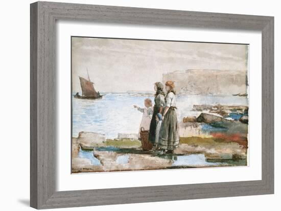 Waiting for the Return of the Fishing Fleets, 1881-Winslow Homer-Framed Giclee Print