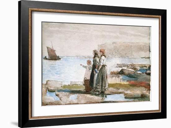 Waiting for the Return of the Fishing Fleets, 1881-Winslow Homer-Framed Giclee Print