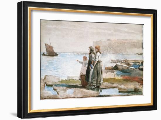 Waiting for the Return of the Fishing Fleets, 1881-Winslow Homer-Framed Giclee Print