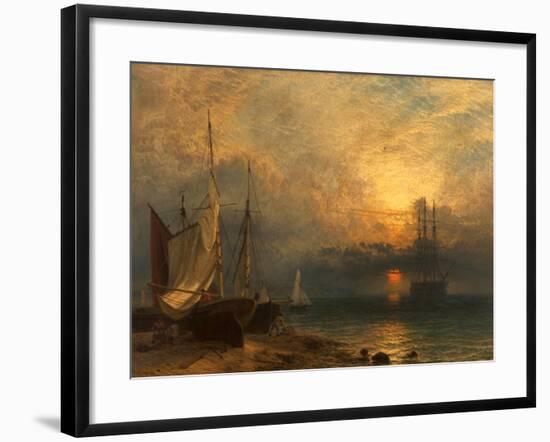 Waiting for the Tide, Sunset, 1866-Henry Dawson-Framed Giclee Print