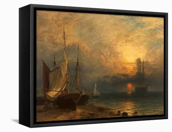 Waiting for the Tide, Sunset, 1866-Henry Dawson-Framed Premier Image Canvas