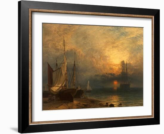 Waiting for the Tide, Sunset, 1866-Henry Dawson-Framed Giclee Print