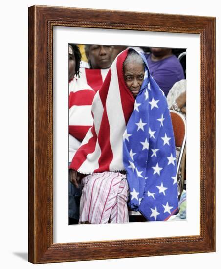 Waiting in the Rain with Other Flood Victims Outside the Convention Center in New Orleans-null-Framed Photographic Print