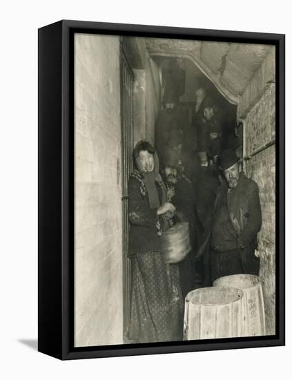 Waiting to Be Let in the Mulberry Street Station, 1892 (Gelatin Silver Print)-Jacob August Riis-Framed Premier Image Canvas