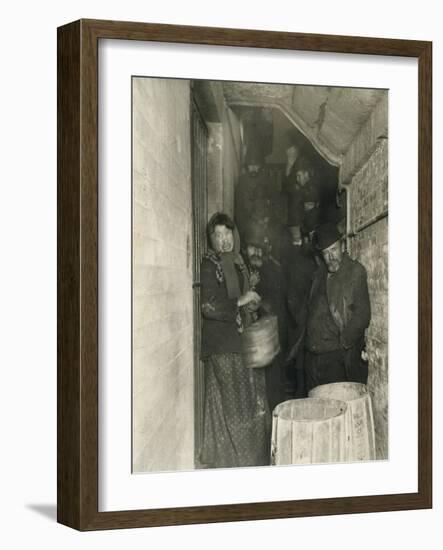 Waiting to Be Let in the Mulberry Street Station, 1892 (Gelatin Silver Print)-Jacob August Riis-Framed Giclee Print