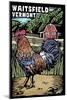 Waitsfield, Vermont - Rooster - Scratchboard-Lantern Press-Mounted Art Print