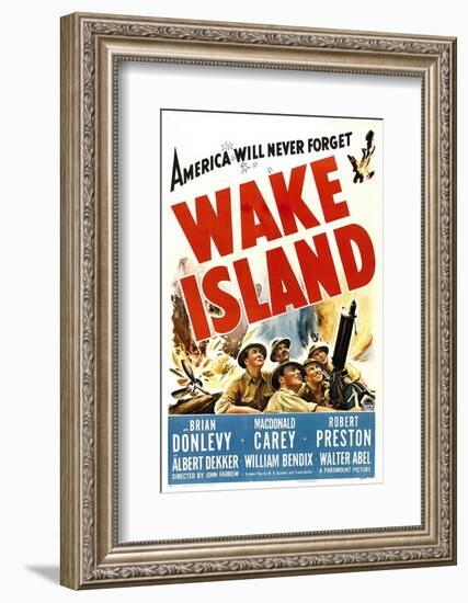 Wake Island, Foreground from Left: Macdonald Carey, Brian Donlevy, Robert Preston, 1942-null-Framed Photo