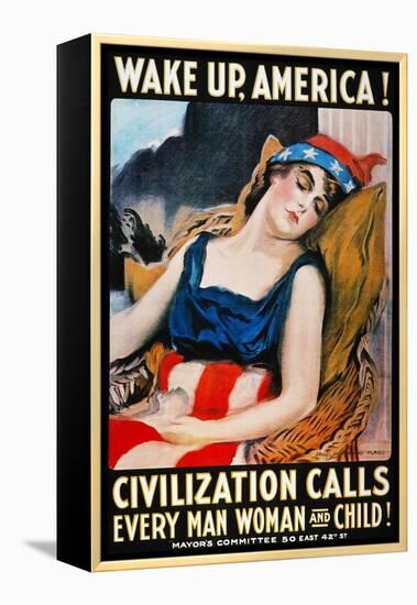 'Wake Up America' Poster-James Montgomery Flagg-Framed Premier Image Canvas