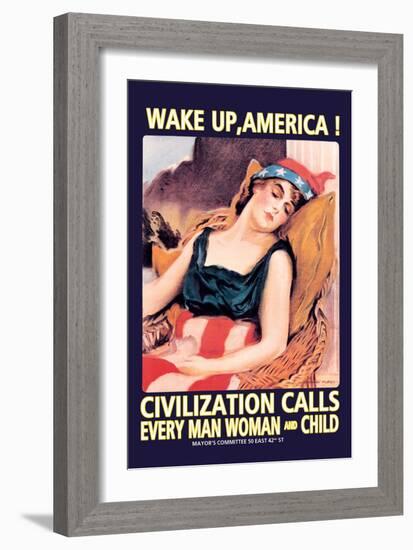 Wake Up, America!-James Montgomery Flagg-Framed Art Print