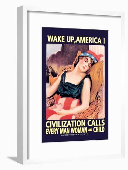 Wake Up, America!-James Montgomery Flagg-Framed Art Print