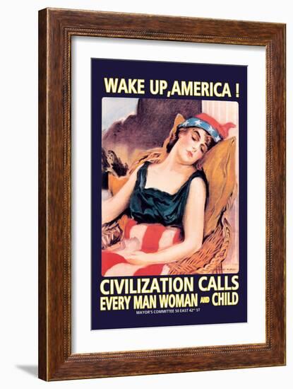 Wake Up, America!-James Montgomery Flagg-Framed Art Print