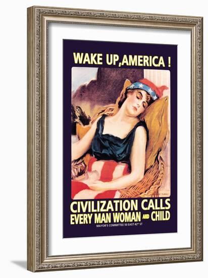 Wake Up, America!-James Montgomery Flagg-Framed Art Print