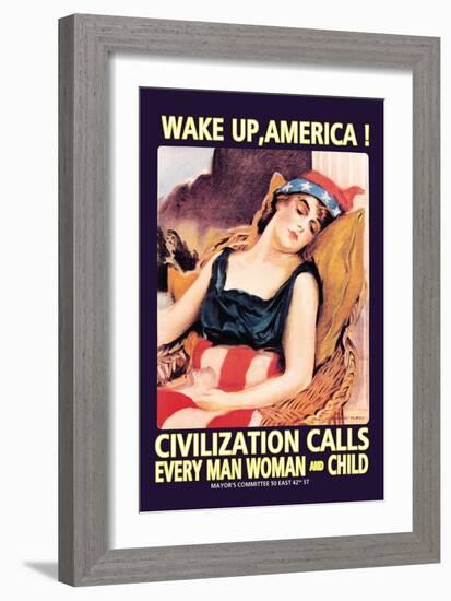 Wake Up, America!-James Montgomery Flagg-Framed Art Print