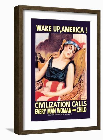 Wake Up, America!-James Montgomery Flagg-Framed Art Print