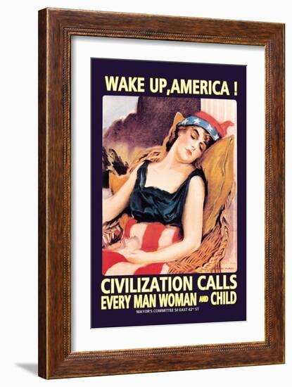 Wake Up, America!-James Montgomery Flagg-Framed Art Print