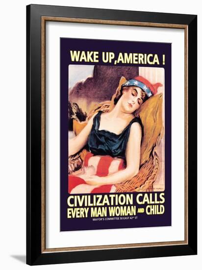 Wake Up, America!-James Montgomery Flagg-Framed Art Print