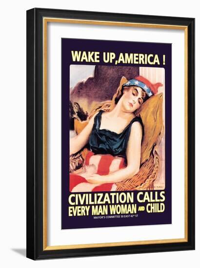 Wake Up, America!-James Montgomery Flagg-Framed Art Print